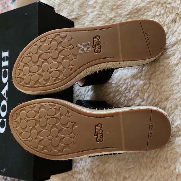 NWT IOB Coach Franca Black Leather Slip-on Espadrilles 🖤💛 - Picture 9 of 16